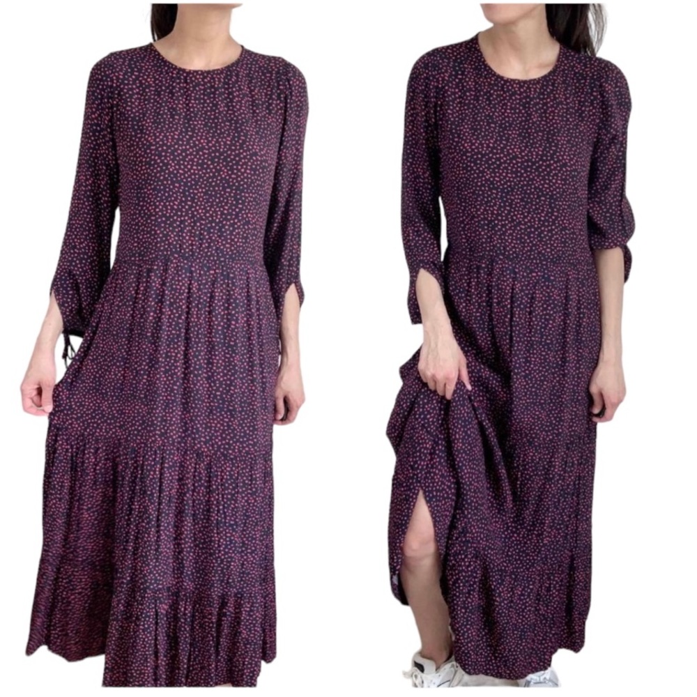 BOHO POLKA DOTS MAXI TIER DRESS - RED NAVY